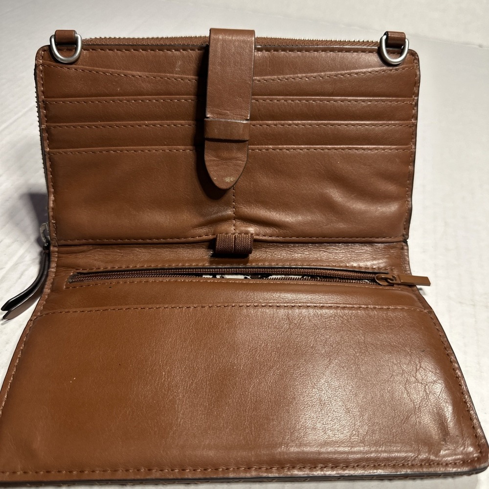 Vera Bradley Mocha Brown Leather Cross Body Wallet Checkbook Cover No Strap - Picture 4 of 8
